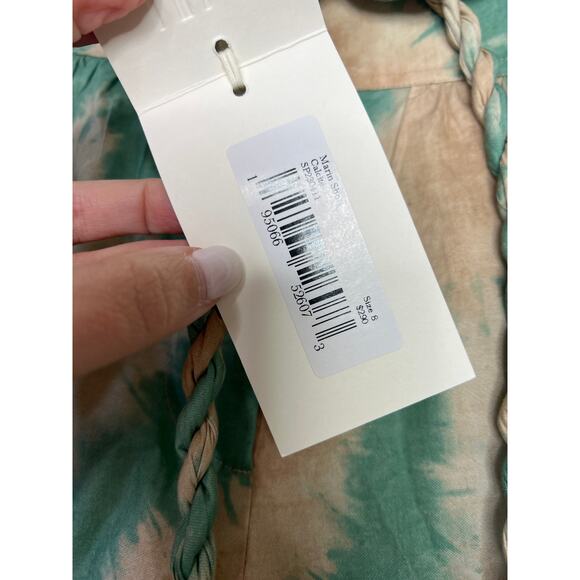 NWT Ulla Johnson Marin High Rise Green & Tan Mini Short Women's Calcite Size: 8 - Picture 6 of 8